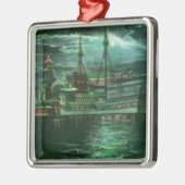 Moonlit Ansicht des Restaurant-Schiffs-Hotels Ornament Aus Metall (Links)