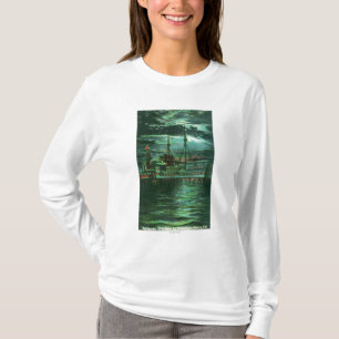 Moonlit Ansicht des Restaurant-Schiffs-Hotels T-Shirt