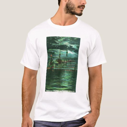 Moonlit Ansicht des Restaurant-Schiffs-Hotels T-Shirt (Vorderseite)