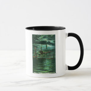 Moonlit Ansicht des Restaurant-Schiffs-Hotels Tasse