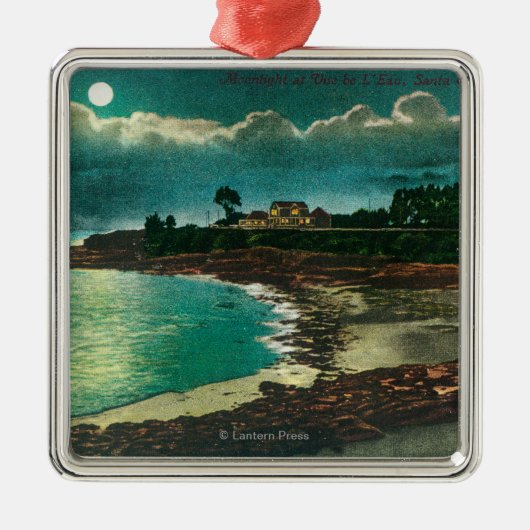 Moonlit Ansicht des Vue de L'EauSanta Cruz, CA Silbernes Ornament (Vorne)