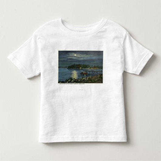 Moonlit Ansicht von See, Boots-Landung u. Kleinkind T-shirt (Vorderseite)