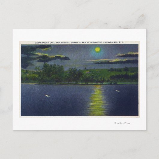 Moonlit Aussicht auf die historische Squaw Insel u Postkarte (Vorderseite)