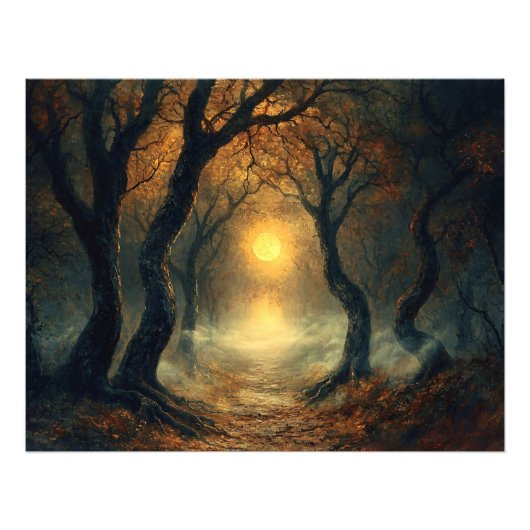 Moonlit Autumn Path Fotodruck (Vorne)