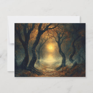 Moonlit Autumn Path Postkarte
