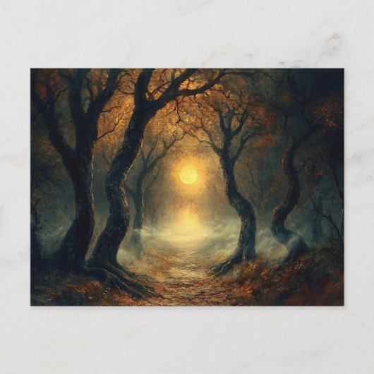 Moonlit Autumn Path Postkarte (Vorderseite)