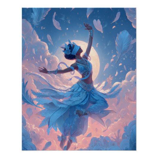 Moonlit Ballerina Sky Dance Fantasy Art Poster (Vorderseite)