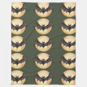 Moonlit Bat Silhouetten Fleecedecke (Vorderseite)