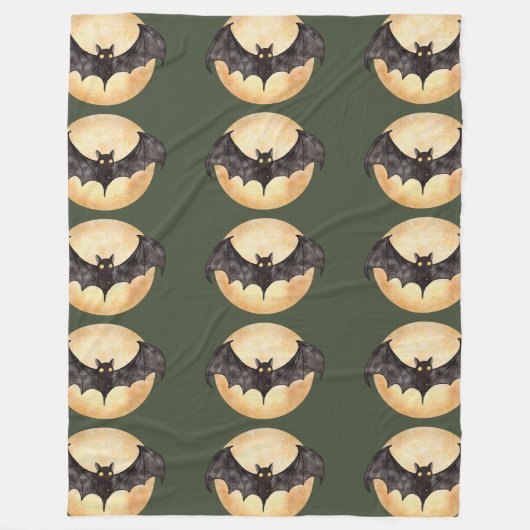 Moonlit Bat Silhouetten Fleecedecke (Vorderseite)