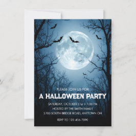 Moonlit Bats Halloween-Party Einladung