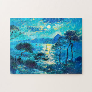 Moonlit Bay mit Boote Impressionist Nocturne Puzzle