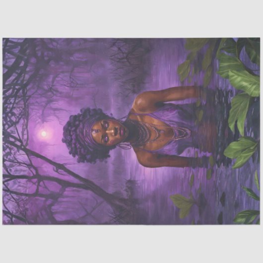 Moonlit Bayou Voodoo Witch – Gothic Decoupage Seidenpapier (Vorderseite)