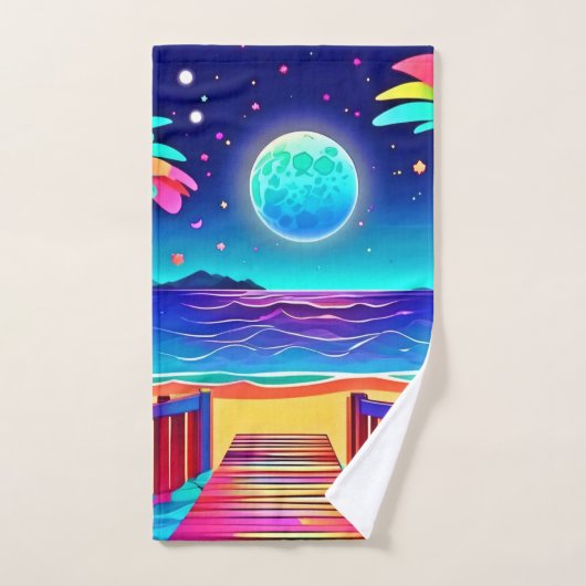 Moonlit Beach Colors Badhandtuch Set (Handtuch)