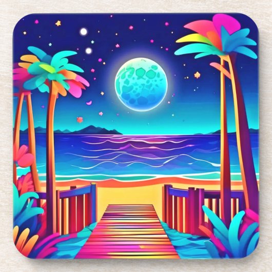 Moonlit Beach Colors Getränkeuntersetzer (Vorderseite)