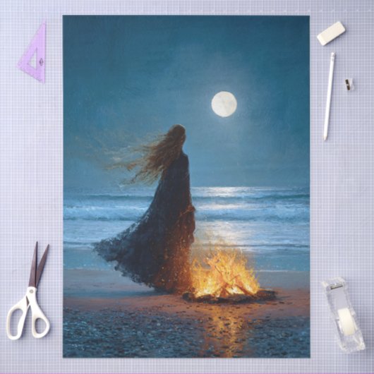 Moonlit Beach Hexe Decoupage Seidenpapier (Basteln)
