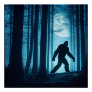 Moonlit Begegnung: Bigfoot im Wald Poster
