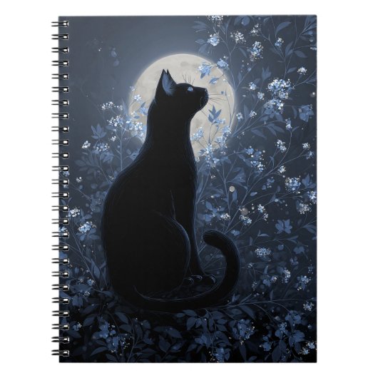 Moonlit Black Cat Notebook Notizblock (Vorderseite)