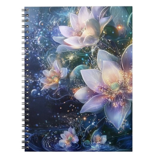 Moonlit Blooms: verzaubertes Waters Spiral Noteboo Notizblock (Vorderseite)