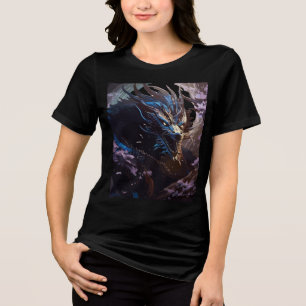 Moonlit Blue Dragon in Sakura Grove Tri-Blend Shirt