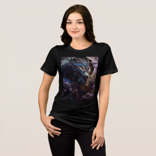 Moonlit Blue Dragon in Sakura Grove Tri-Blend Shirt