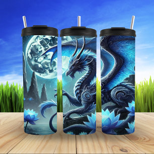 Moonlit Blue Dragon Realm Thermosbecher