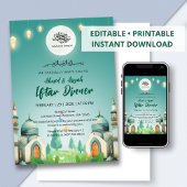 Moonlit Blue Mosque Ramadan Iftar Invitation Einladung
