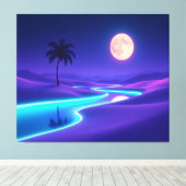 Moonlit Blue Oasis – Dreamy Desert Night Landscape Leinwanddruck (Insitu (Holzboden))