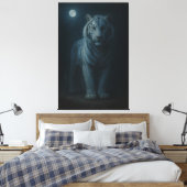 Moonlit Blue White Tiger – Fine Art Canvas Leinwanddruck (Insitu (Schlafzimmer))