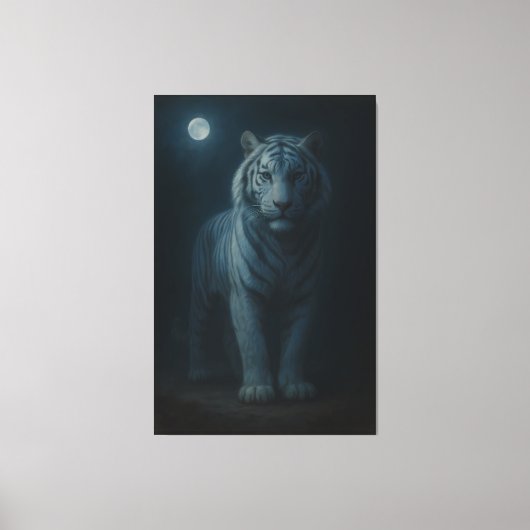 Moonlit Blue White Tiger – Fine Art Canvas Leinwanddruck (Vorderseite)