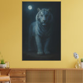 Moonlit Blue White Tiger – Fine Art Canvas Leinwanddruck (Insitu (Wohnzimmer))
