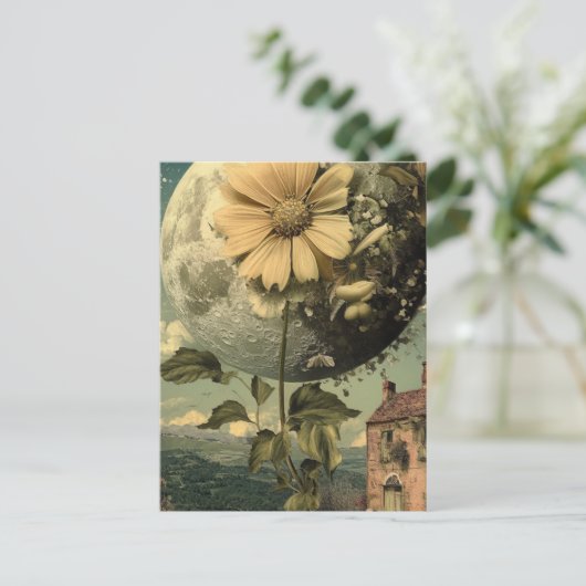 Moonlit Blume und Vintager Charme Postkarte (Stehend Vorderseite)