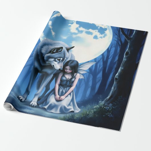Moonlit Bond – The Wolf and the Gothic Fairy. Geschenkpapier (Ungerollt)