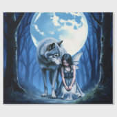 Moonlit Bond – The Wolf and the Gothic Fairy. Geschenkpapier (Flach)