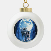 Moonlit Bond – The Wolf and the Gothic Fairy.   Keramik Kugel-Ornament (Vorderseite)