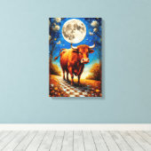 Moonlit Bull Fantasy Art of Dreamy Interiors Leinwanddruck (Insitu (Holzboden))