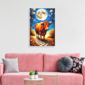 Moonlit Bull Fantasy Art of Dreamy Interiors Leinwanddruck (Insitu (Wohnzimmer))