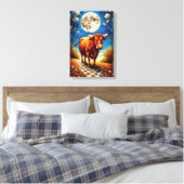 Moonlit Bull Fantasy Art of Dreamy Interiors Leinwanddruck (Insitu (Schlafzimmer))