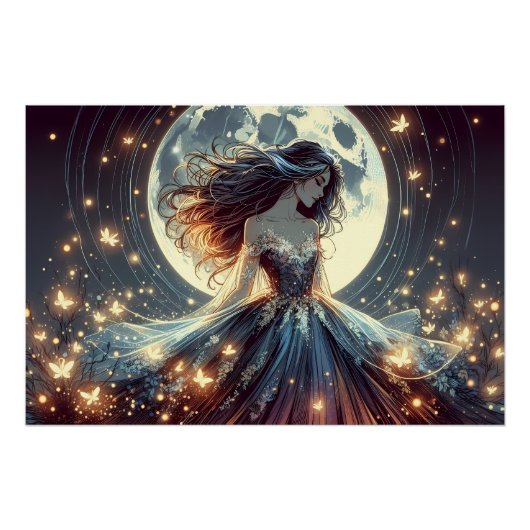 Moonlit Butterfly Enchantress Fantasy Poster (Vorderseite)