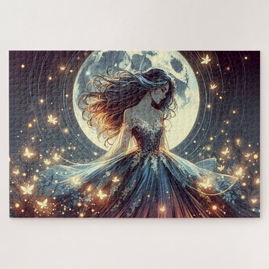 Moonlit Butterfly Enchantress Fantasy Puzzle (Horizontal)