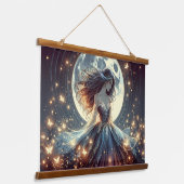 Moonlit Butterfly Enchantress Fantasy Wandteppich Mit Holzrahmen (Gewinkelt)