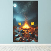 Moonlit Campfire Glow Canvas Print Leinwanddruck (Insitu (Holzboden))