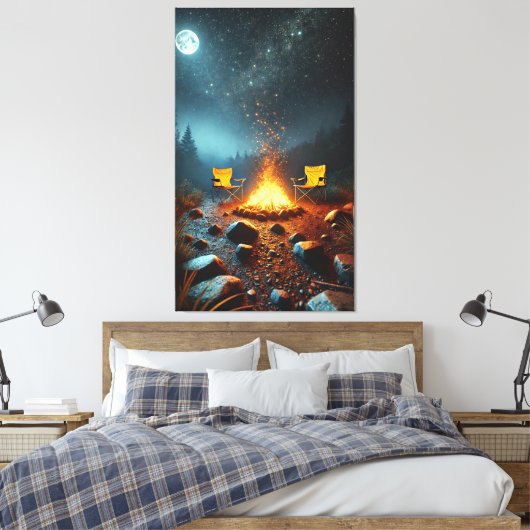 Moonlit Campfire Glow Canvas Print Leinwanddruck (Insitu (Schlafzimmer))