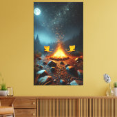 Moonlit Campfire Glow Canvas Print Leinwanddruck (Insitu (Wohnzimmer))