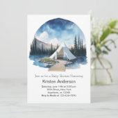 Moonlit Campingplatz Adventure erwartet Kinderdusc Einladung (Stehend Vorderseite)