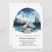 Moonlit Campingplatz Adventure erwartet Kinderdusc Einladung (Vorne/Hinten)