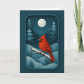 Moonlit Cardinal in Winter Forest Card Karte (Vorderseite)