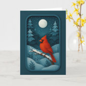 Moonlit Cardinal in Winter Forest Card Karte (Gelbe Blume)