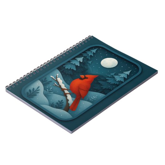 Moonlit Cardinal in Winter Forest Notizblock (Linke Seite)