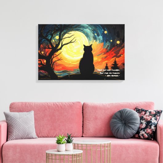 Moonlit Cat Leinwanddruck (Insitu (Wohnzimmer))