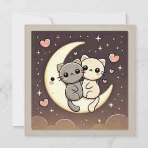 Moonlit Cat Liebe Card Feiertagskarte
